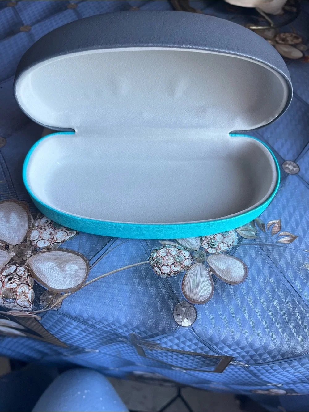 Fluff Teal Kids Sunglasses Case with Cartoon Girl